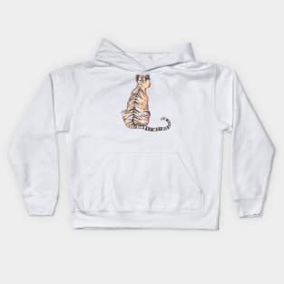 Tiger from behind ink and watercolor Kids Hoodie